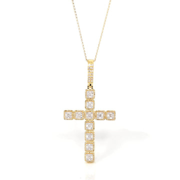 Baikalla Jewelry 24K Pure Yellow Gold Pendant Pendant Only 14K Yellow Gold Cross Pendant Necklace With Diamonds