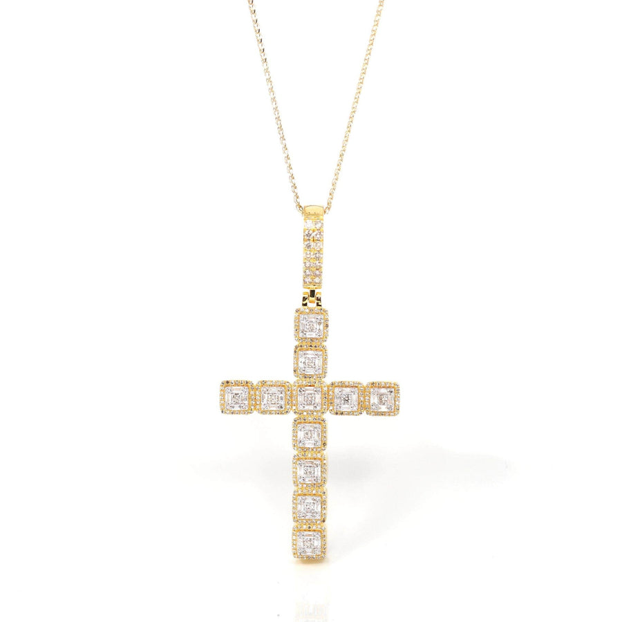 Baikalla Jewelry 24K Pure Yellow Gold Pendant Pendant Only 14K Yellow Gold Cross Pendant Necklace With Diamonds