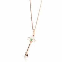 Baikalla Jewelry 18k Gold Jadeite Necklace W/O 18k Matching Gold Chain Baikalla™ "Jadeite Good Luck Key" 18k Rose Gold Genuine Burmese Jadeite Necklace With Diamonds