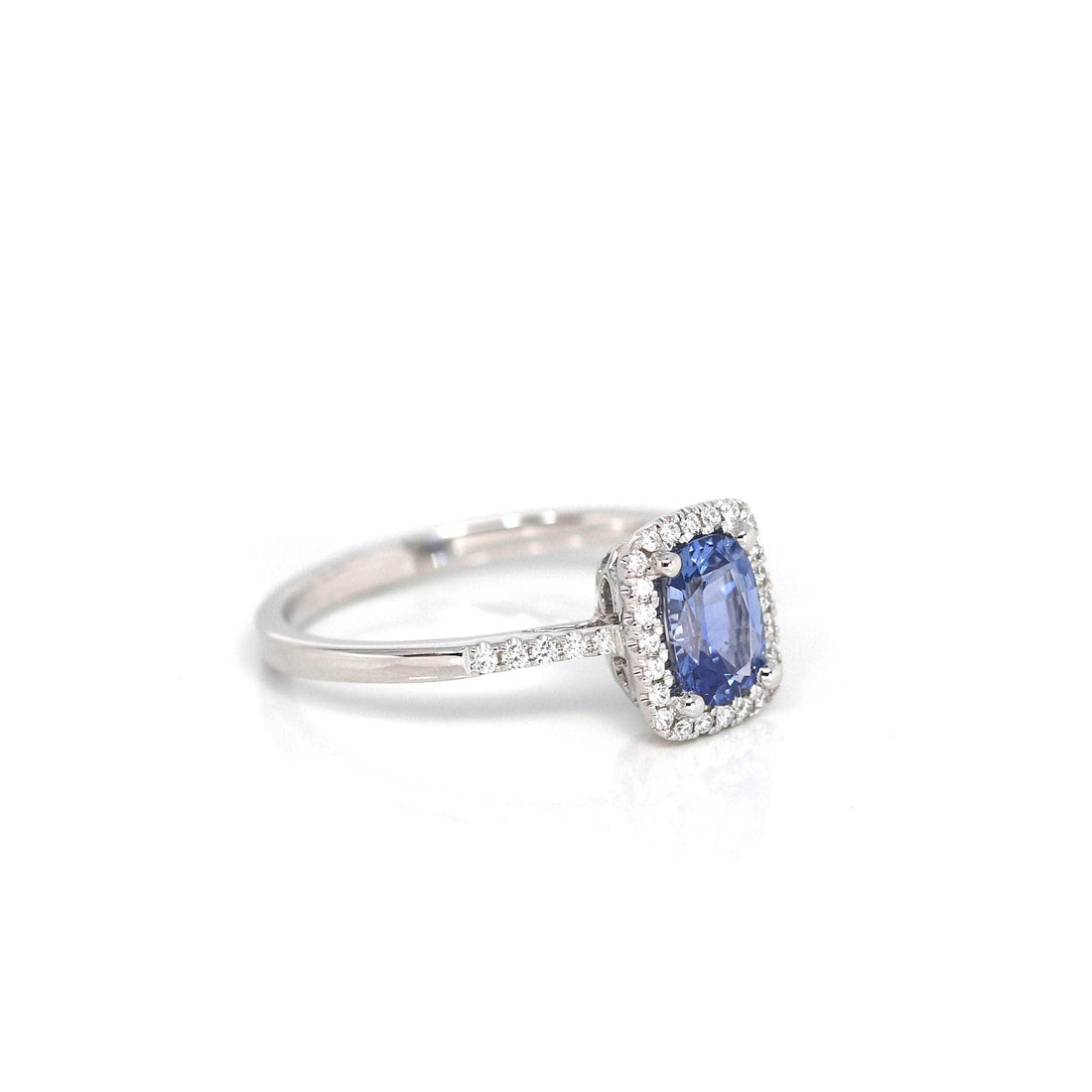 Baikalla Jewelry Gold Sapphire Ring 14k White Gold Natural Blue Sapphire Ring with Diamonds