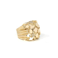 Baikalla Jewelry Gold Diamond Men's Ring 9 14k Solid Yellow Gold Nugget Men's Big Band Ring