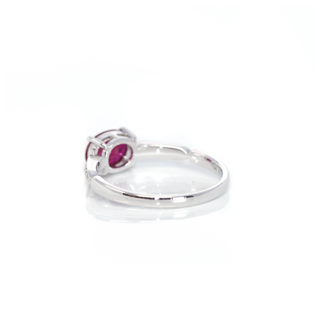 Baikalla Jewelry Gold Ruby Ring 18k White Gold Natural Oval Ruby Diamond Anniversary Ring