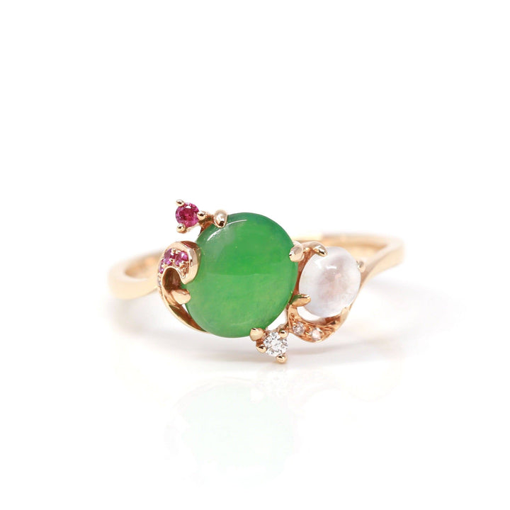 Baikalla Jewelry Jadeite Engagement Ring 5 Baikalla™ "Karla" 18k Rose Gold Natural Imperial Jadeite Engagement Ring With Rubies & Diamonds