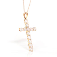 Baikalla Jewelry Gold Jadeite Necklace Baikalla™ "Ice Jade Cross" 18k Rose Gold Ice Jadeite Jade Diamond Cross Pendant Necklace