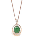 Baikalla Jewelry 18k Gold Jadeite Necklace 18K Rose Gold Oval Imperial Jadeite Jade Cabochon Necklace with Diamonds