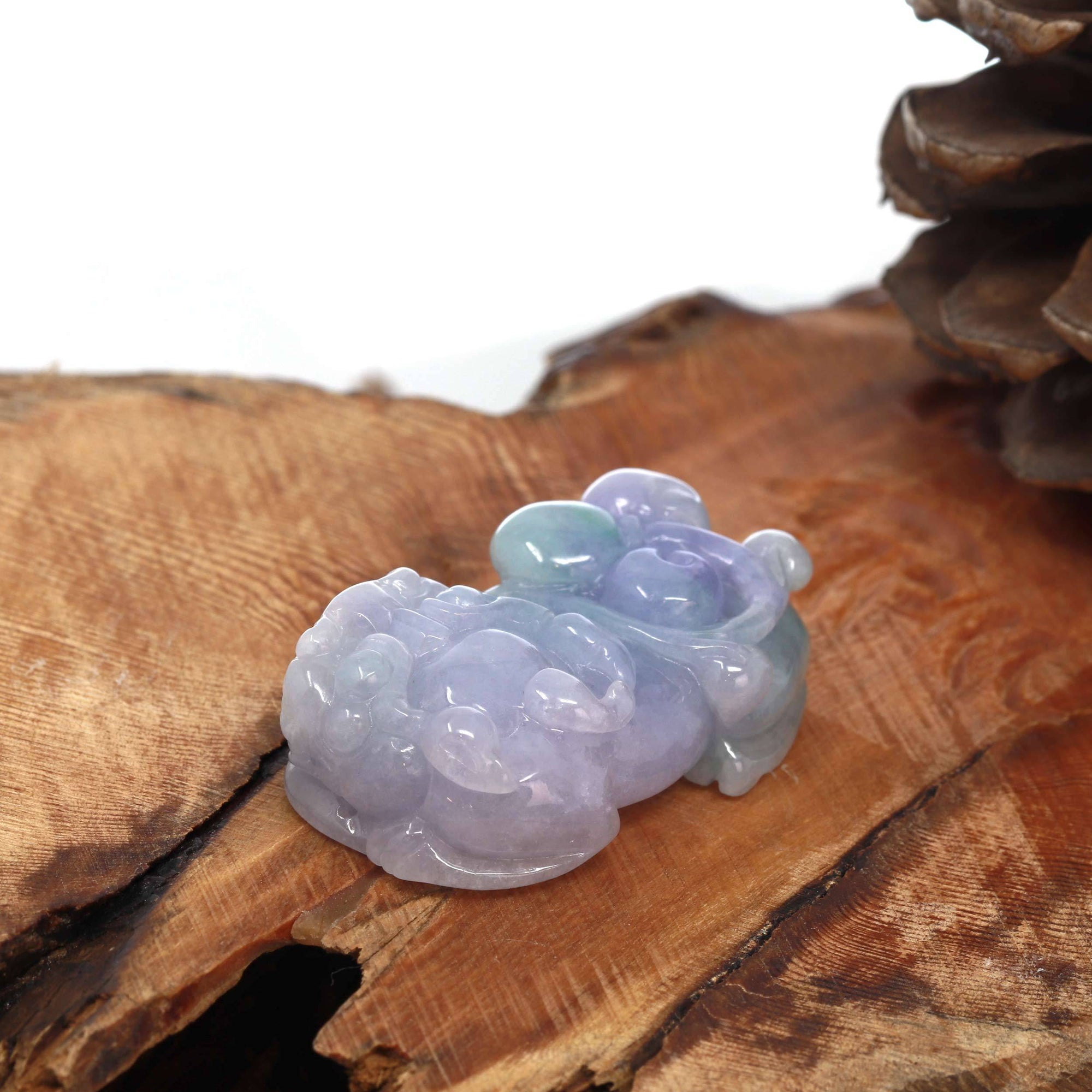 Baikalla Jewelry genuine jadeite carving High-End Genuine Burmese Lavender Jadeite Jade PiXiu Pendant Necklace (Feng-Shui Lucky)