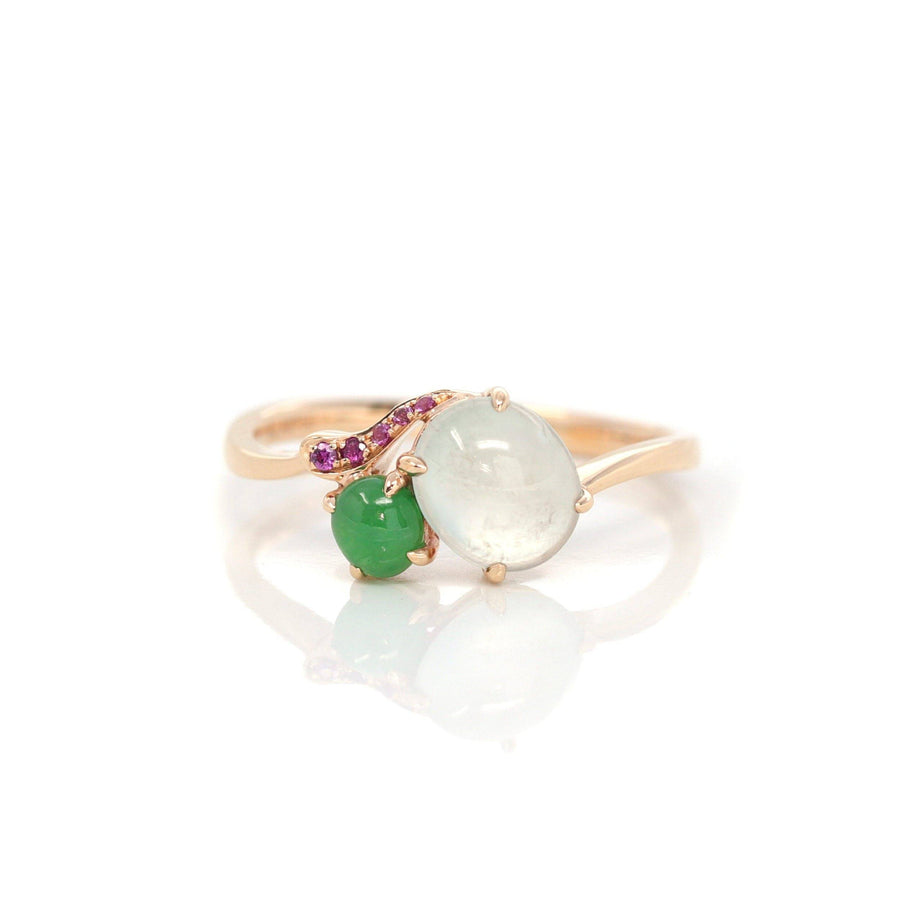 Baikalla Jewelry Jadeite Engagement Ring 5 Baikalla™ "Elora" 18k Rose Gold Natural Ice & Imperial Jadeite Engagement Ring With Rubies & Diamonds