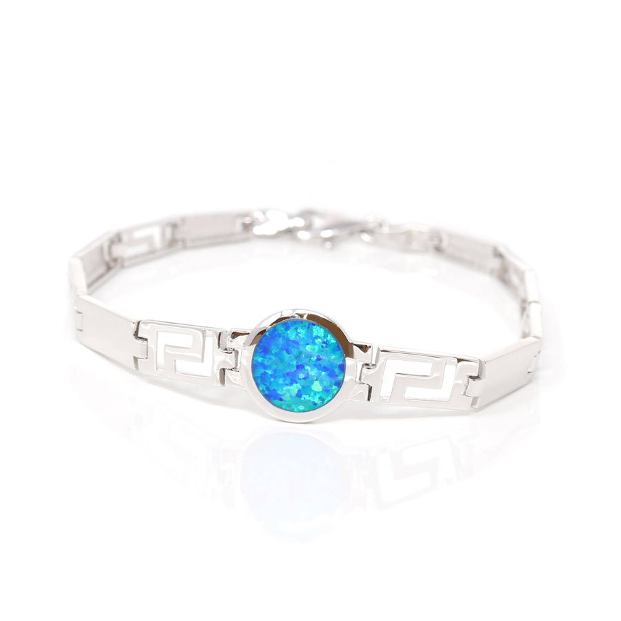 Baikalla Jewelry Silver Gemstone Bracelet Baikalla™ Sterling Silver Lab-Created Classic Opal Geometric Bracelet
