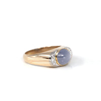 Baikalla Jewelry Gold Sapphire Ring 9 14k Yellow Gold Natural Blue Sapphire Men's Ring with Diamonds
