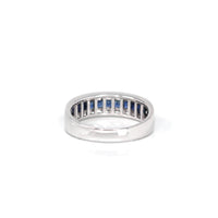 Baikalla Jewelry Gold Sapphire Ring 18k White Gold Natural Blue Sapphire Channel Set Band Ring with Diamonds