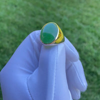 Baikalla "Classic Oval Signet" 14k Genuine Forest Green Old mine Jadeite Jade Men's Ring