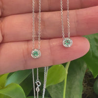 Baikalla™ 14k White Gold Sapphire Round 4 Prong Set Necklace With Diamond-Cut Halo