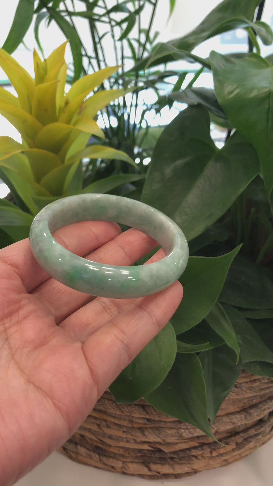 Baikalla Classic Green Natural Jadeite Jade Bangle (56.58 mm) #554