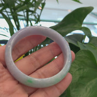 Natural Lavender- Green Jadeite Jade Bangle Bracelet (56.41 mm) #727