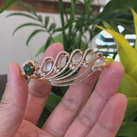 18k Rose Gold Ice Jadeite Jade Phoenix Bracelet Bangle & Diamonds (High Jewelry)
