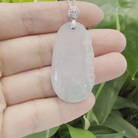 Natural Ice Lavender Jadeite Jade Bamboo Necklace With 14k Yellow Gold Bail