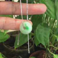 Baikalla™ "Good Luck Button" Necklace Rich Green Jade Lucky KouKou Pendant Necklace