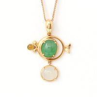 Baikalla Jewelry 18k Gold Jadeite Necklace 18k Rose Gold Genuine Burmese Jadeite " Fish" Pendant Necklace