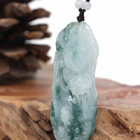 Baikalla Jewelry Jade Carving Necklace Baikalla™ "Soaring dragon" Natural Jadeite Jade Blue Green Pendant Necklace For Men, Collectibles