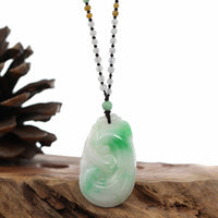 Baikalla Jewelry Jade Guanyin Pendant Necklace Genuine Green Jadeite Jade RuYi Pendant Necklace With Real Ice Jadeite jade Beads Necklace