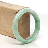 Baikalla Jewelry Jadeite Jade Bangle Bracelet Genuine Burmese Green Jadeite Jade Bangle Bracelet (58.7 mm) #130