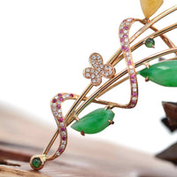 Baikalla Jewelry 18k Gold Jadeite Brooch Baikalla High-End 18K Rose Gold Genuine Imperial Jadeite Jade Pendant & Brooch with Diamonds
