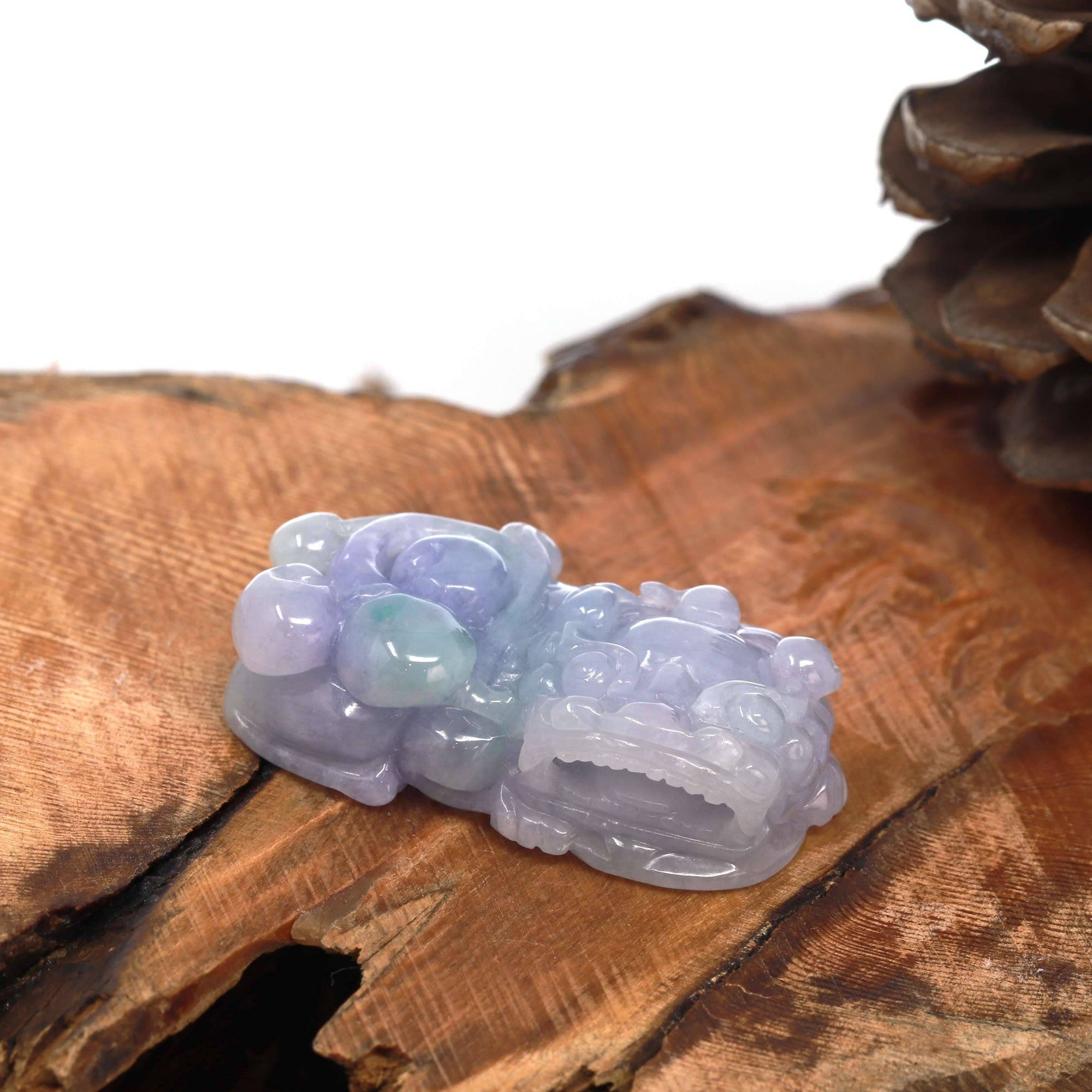 Baikalla Jewelry genuine jadeite carving W/O Jadeite Bead Necklace High-End Genuine Burmese Lavender Jadeite Jade PiXiu Pendant Necklace (Feng-Shui Lucky)