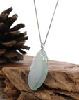 Baikalla Jewelry Jadeite Jade Buddha & Guanyin Natural Jadeite "Longevity Peach" ShouTao Necklace With 18k White Gold Diamond Bail