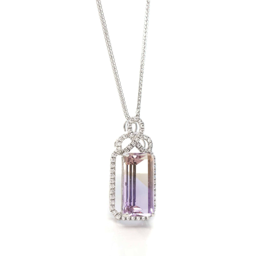 Baikalla Jewelry Silver Topaz Necklace Sterling Silver Natural Ametrine Luxury Pendant Necklace With CZ