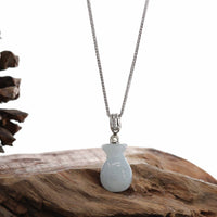 Baikalla Jewelry Jade Pendant Natural Lavender Jadeite Jade Lucky HuLu Pendant Necklace With 14k White Gold Diamond Bail