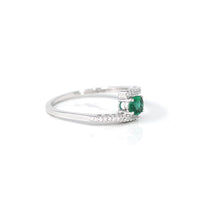 Baikalla Jewelry Gold Emerald Ring 18k White Gold Natural Emerald Ring With Diamond