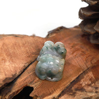 Baikalla Jewelry genuine jadeite carving Baikalla™ Pi Xiu Genuine Burmese Blue Green W/ Yellow Accents Jadeite Jade PiXiu Pendant Necklace (FengShui Lucky)