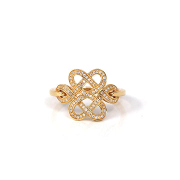 Baikalla Jewelry Gold Diamond Men's Ring 7 14k Solid Yellow Gold Lucky Mystic Knot VS1 Diamond Ring