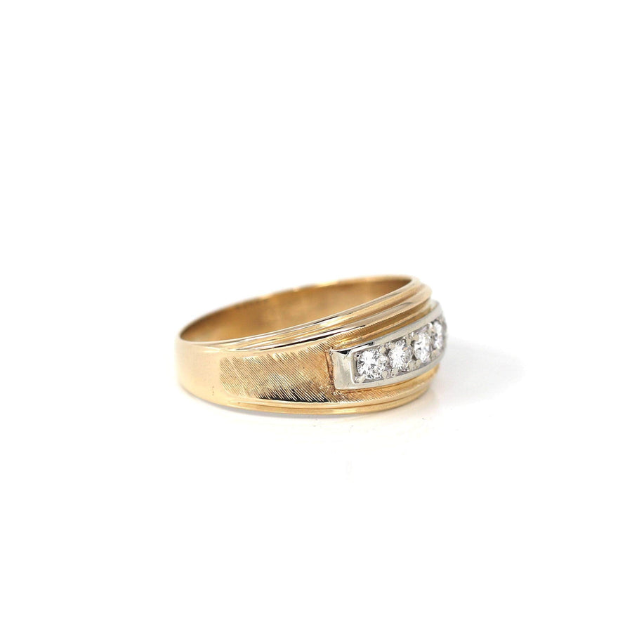 Baikalla Jewelry Gold Diamond Men's Ring 9 14k Yellow Gold Diamond Men's Wedding Band Ring