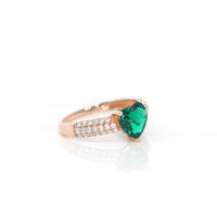 Baikalla Jewelry Gold Sapphire Ring 5 18k Rose Gold Lab-Created Emerald Ring With CZ