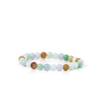 Baikalla Jewelry jade beads bracelet Genuine Jadeite Jade Round Multiple Colors Beads Bracelet ( 7 mm)