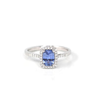 Baikalla Jewelry Gold Sapphire Ring 5 14k White Gold Natural Blue Sapphire Ring with Diamonds