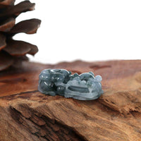 Baikalla Jewelry genuine jadeite carving Genuine Burmese Ice Blue Jadeite Jade PiXiu Pendant Necklace