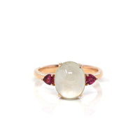 Baikalla Jewelry Jadeite Engagement Ring 5 Baikalla "Sarah" 18k Rose Gold Natural Ice Jadeite & Tourmaline Engagement Ring