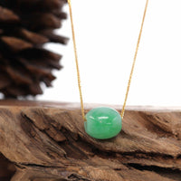 Baikalla Jewelry Jade Pendant Necklace Baikalla™ "Good Luck Button" Necklace Rich Apple Green Jade Lucky TongTong Pendant Necklace