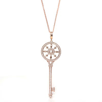 Baikalla Jewelry Gold Jade Necklace Pendant Only Baikalla 18k Rose Gold Zircon Key Necklace