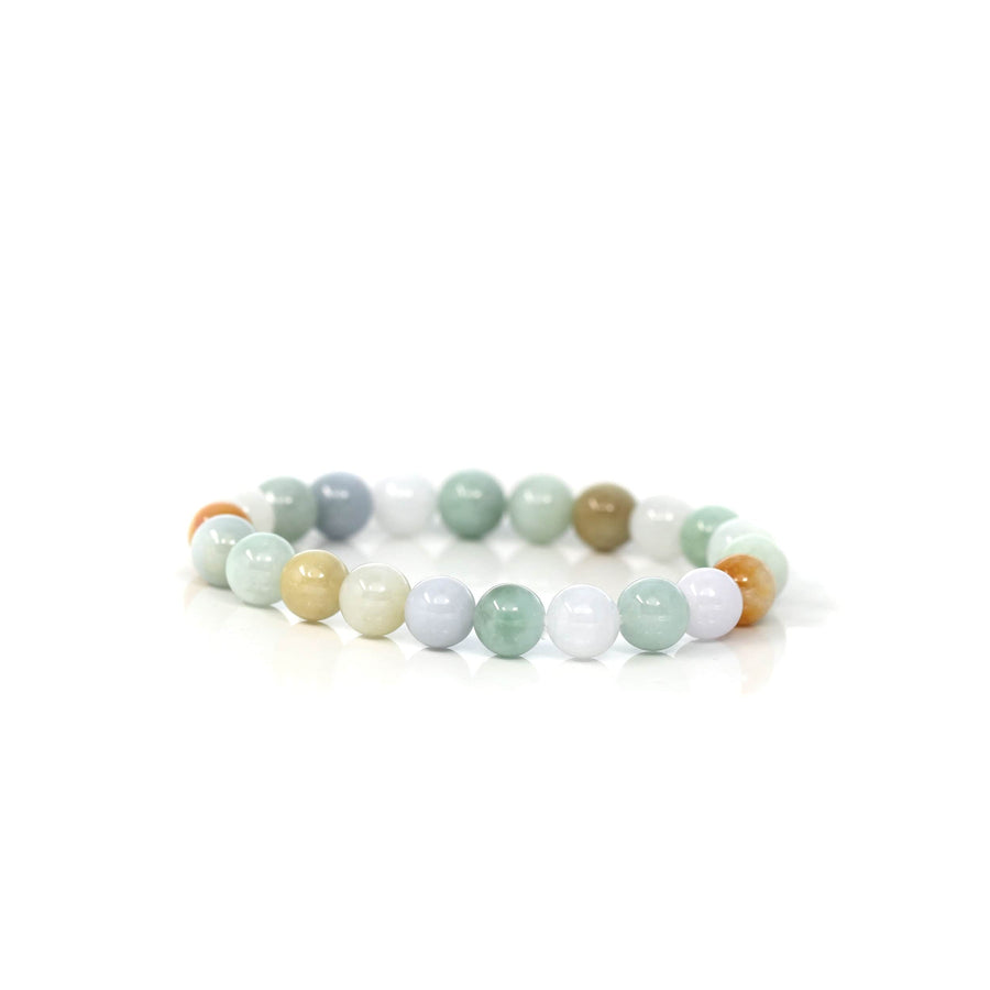 Baikalla Jewelry jade beads bracelet Genuine Jadeite Jade Round Multiple Colors Beads Bracelet ( 8 mm )