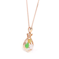 Baikalla Jewelry Gold Jadeite Necklace Pendant Only Baikalla™ "Money Sack" 18k Rose Gold Multi-Colored Jadeite Jade Diamond Pendant Necklace