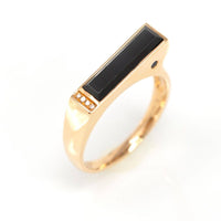 Baikalla Jewelry Gold Jadeite Jade Ring 7 Baikalla™ "Offset Bar Ring" Genuine Burmese Emerald Cut Black Jadeite Jade Men's Ring