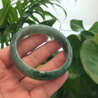 Forest Green Classic Real Jadeite Jade Bangle Bracelet (58.92mm) #896
