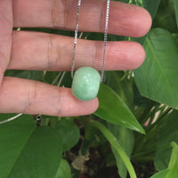 Baikalla™ "Good Luck Button" Necklace Real Vibrant Green Jade Lucky KouKou Pendant Necklace