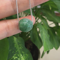 Baikalla™ "Good Luck Button" Necklace Real Blue-Green Jade Lucky TongTong Pendant Necklace