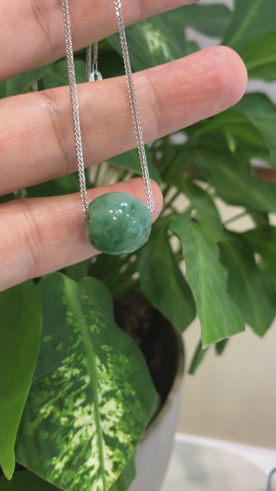 Baikalla™ "Good Luck Button" Necklace Real Blue-Green Jade Lucky TongTong Pendant Necklace