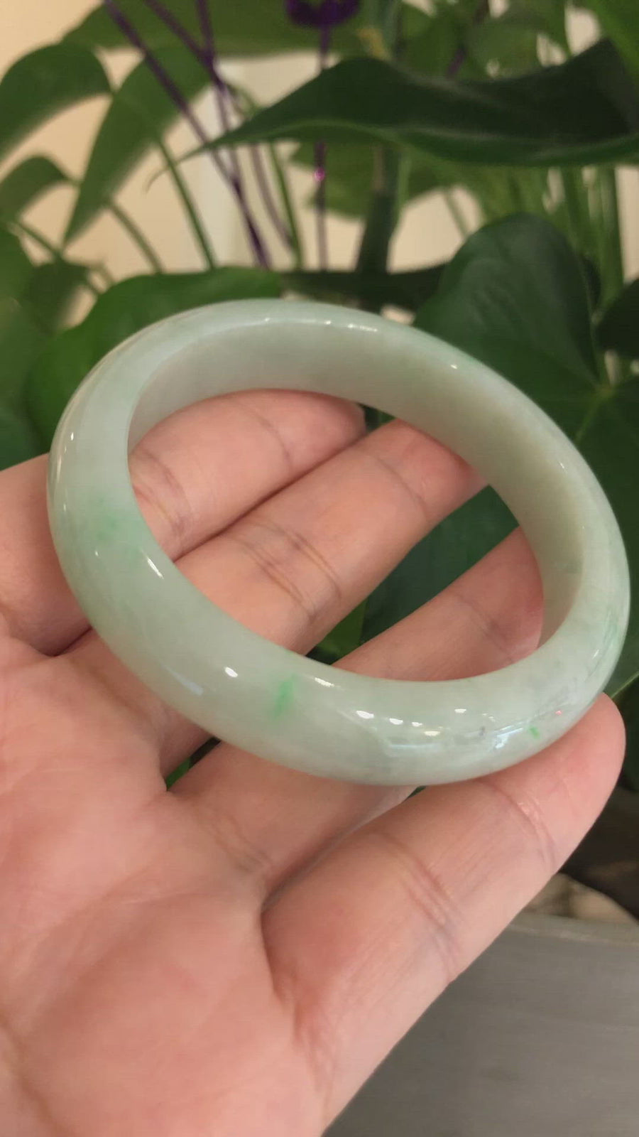 Genuine Burmese Green Jadeite Jade Bangle Bracelet (56.6mm)#SZS1001