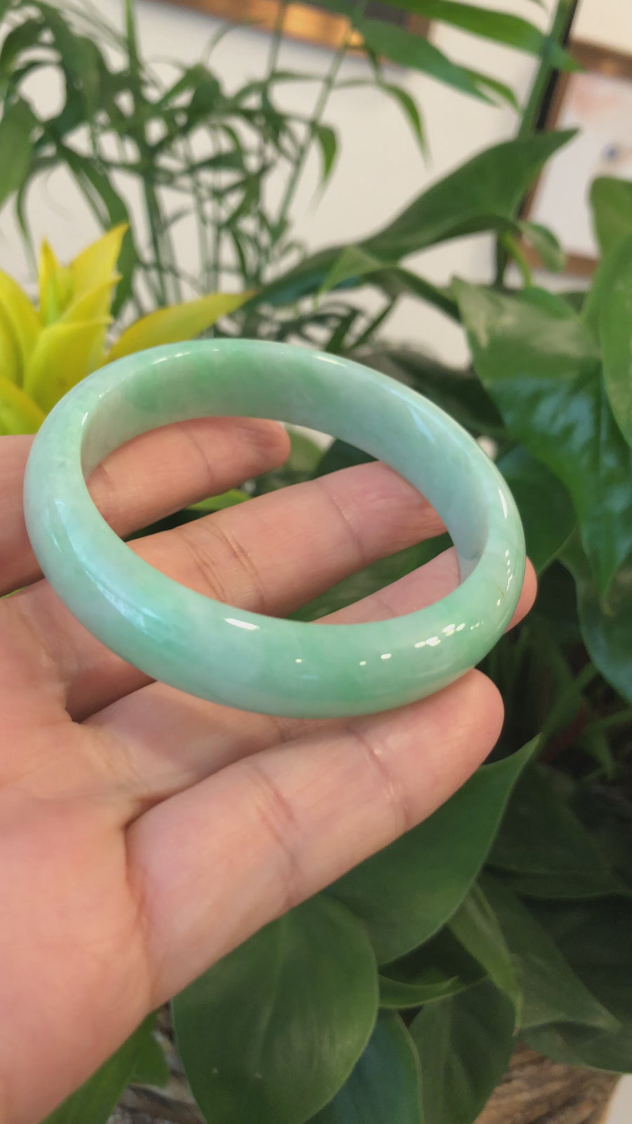 Genuine Burmese Apple Green Jadeite Jade Bangle Bracelet ( 57.0 mm) #110